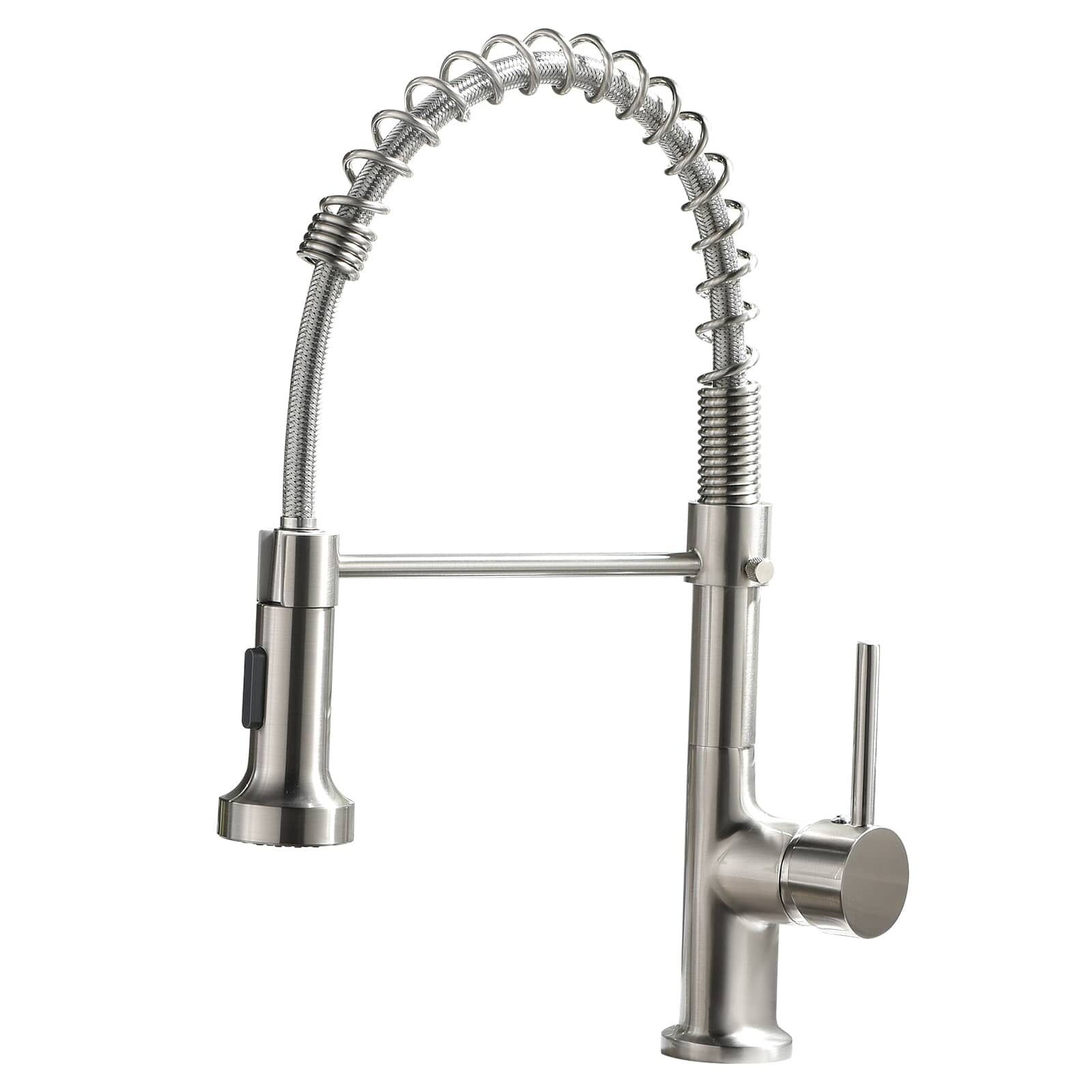 Brushed Nickel High Arc Kitchen Faucet with Pull-Out Spray