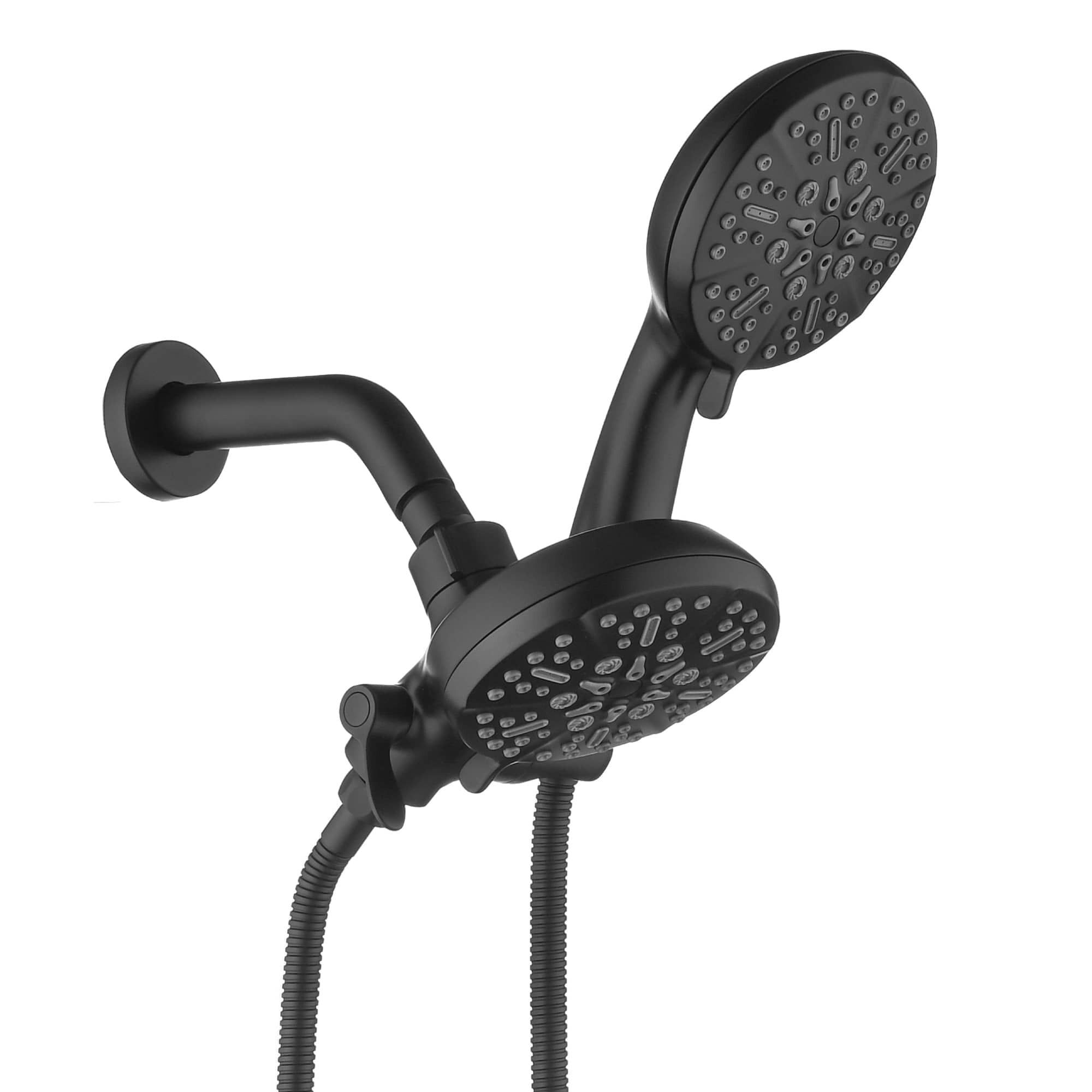 Matte Black Dual Shower Heads with Handheld and Brass Body