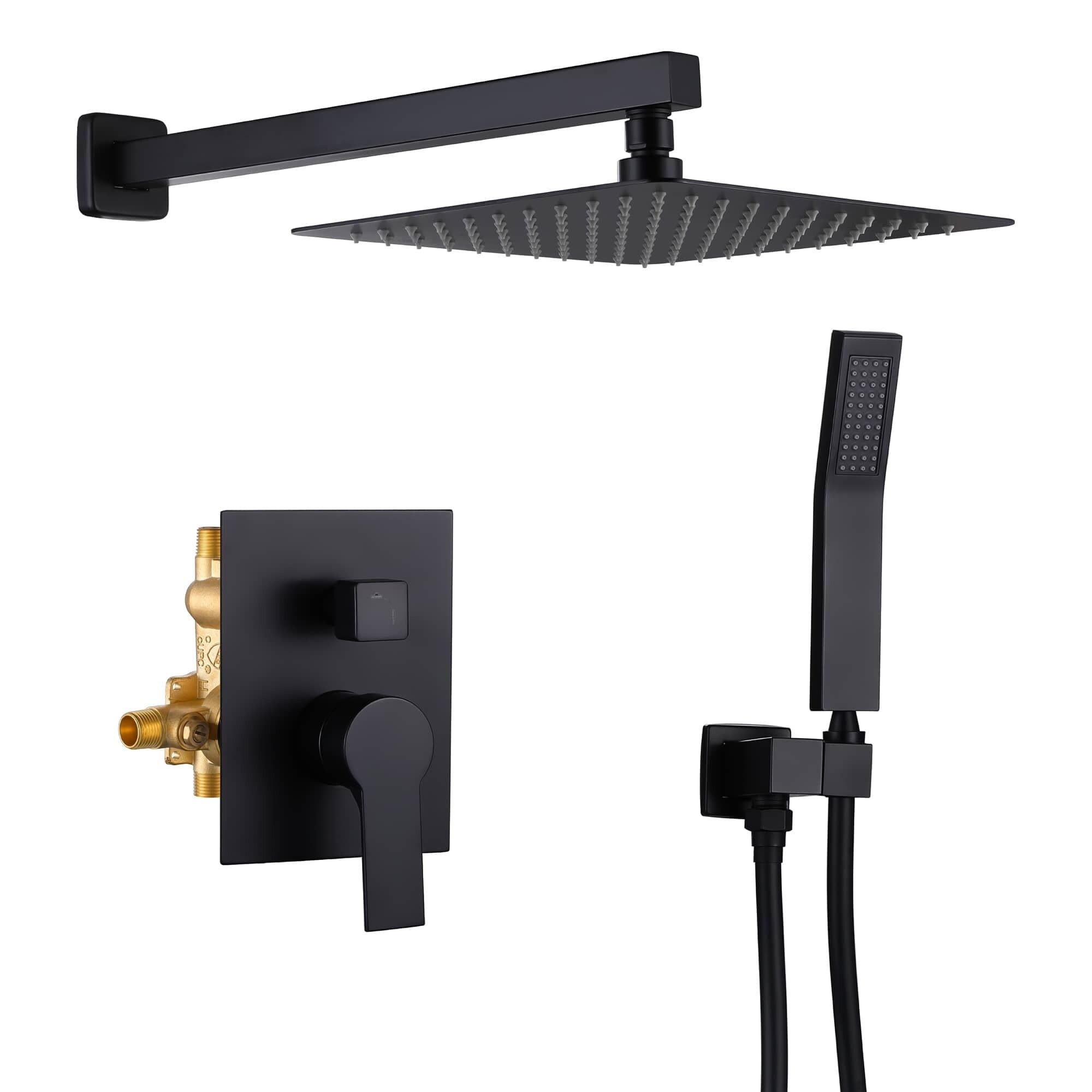 Matte Black Stainless Steel Wall Mounted Rain Shower System