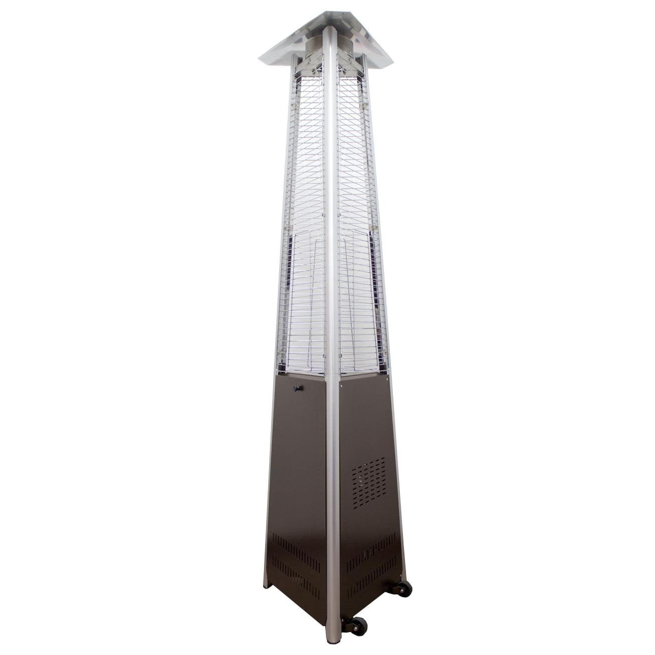 Tall Bronze Glass Tube Propane Patio Heater with Wheels