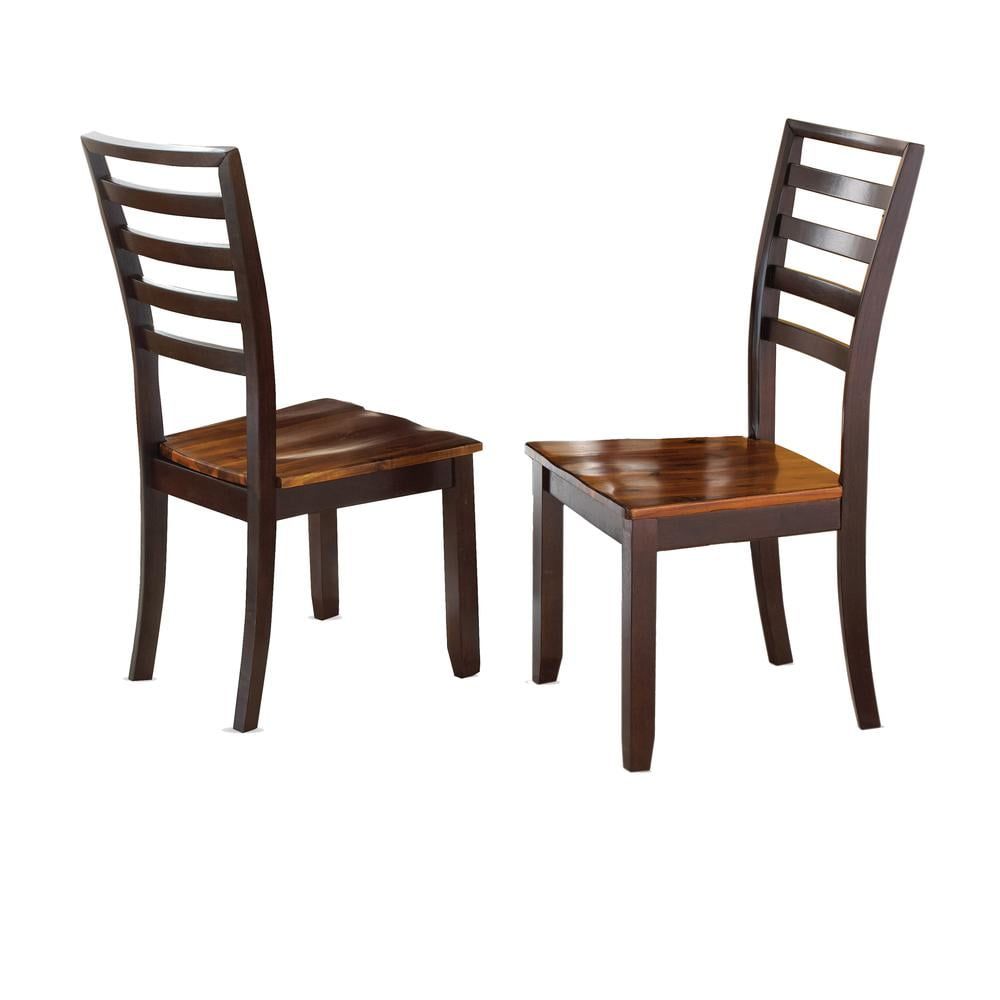 Brown Wood and Metal Ladderback Side Chair Set