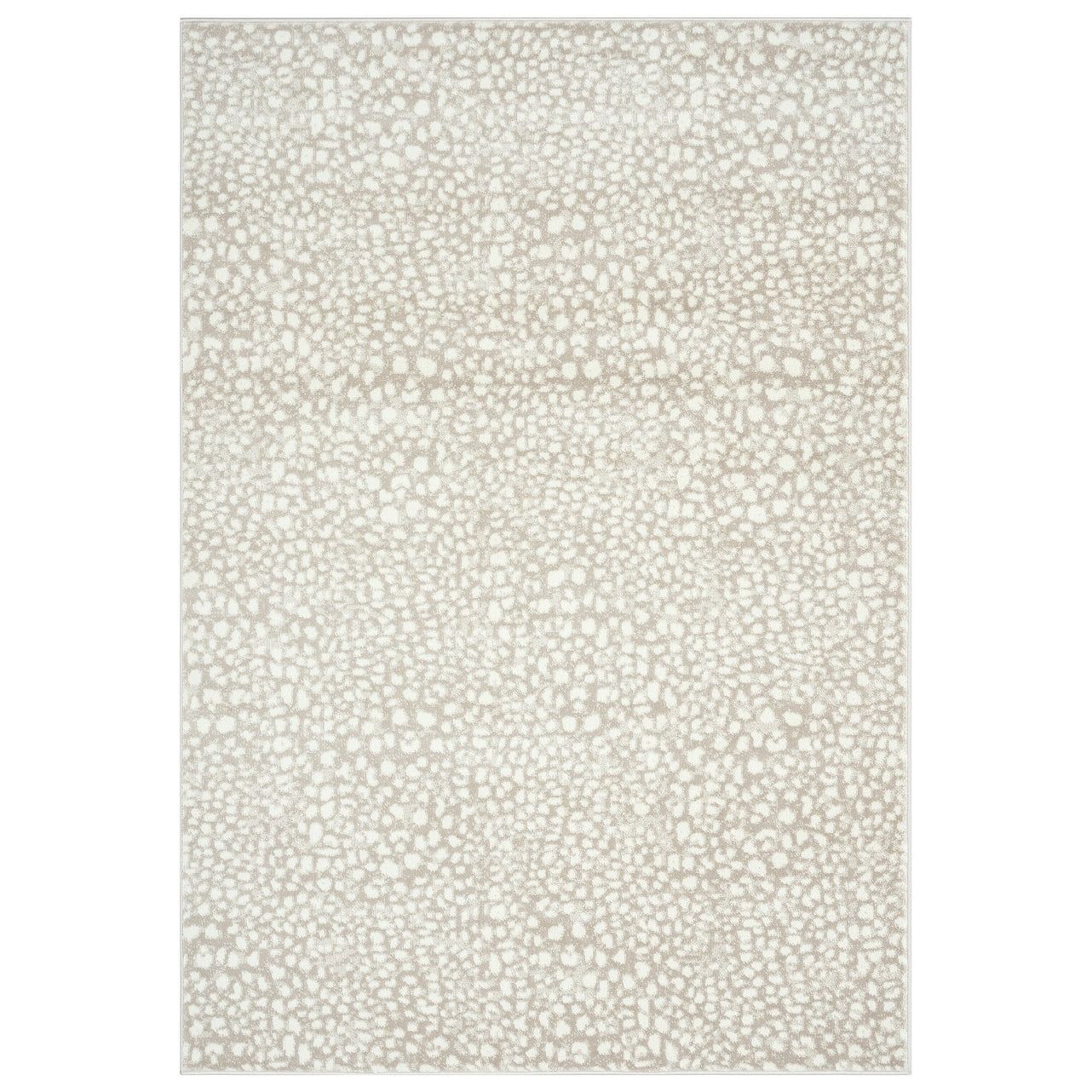 Ivory and Beige Cheetah Print 8' x 10' Synthetic Area Rug