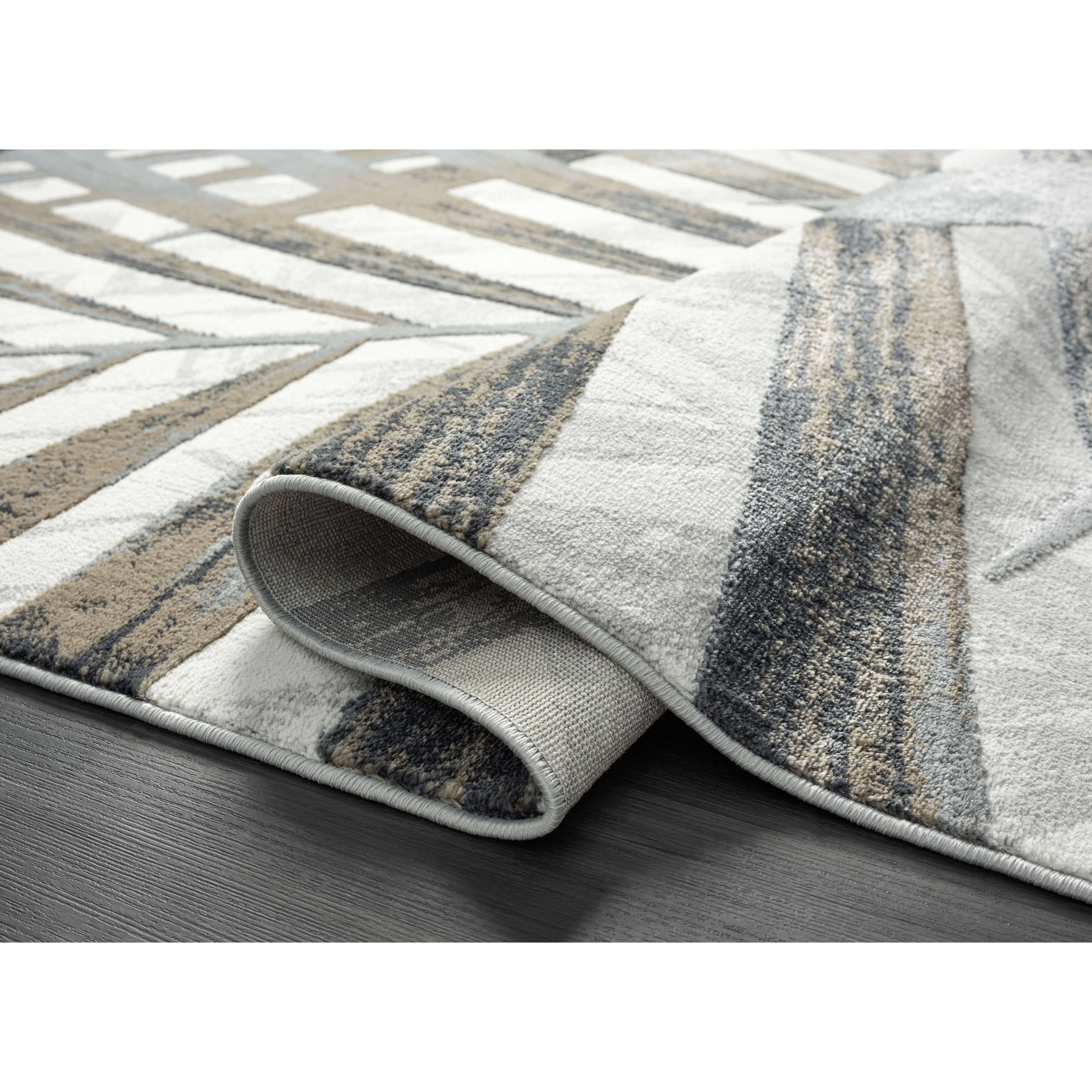 Gray and White Floral Synthetic 8' x 10' Area Rug