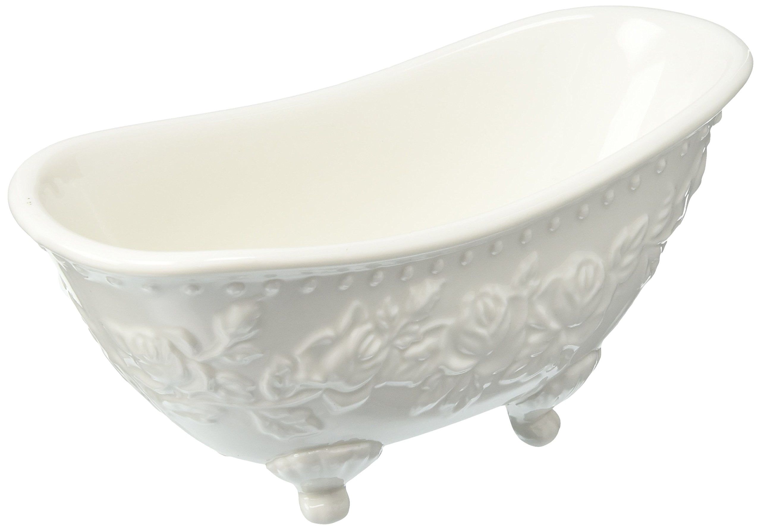 White Ceramic Bathtub Shaped Soap Dish