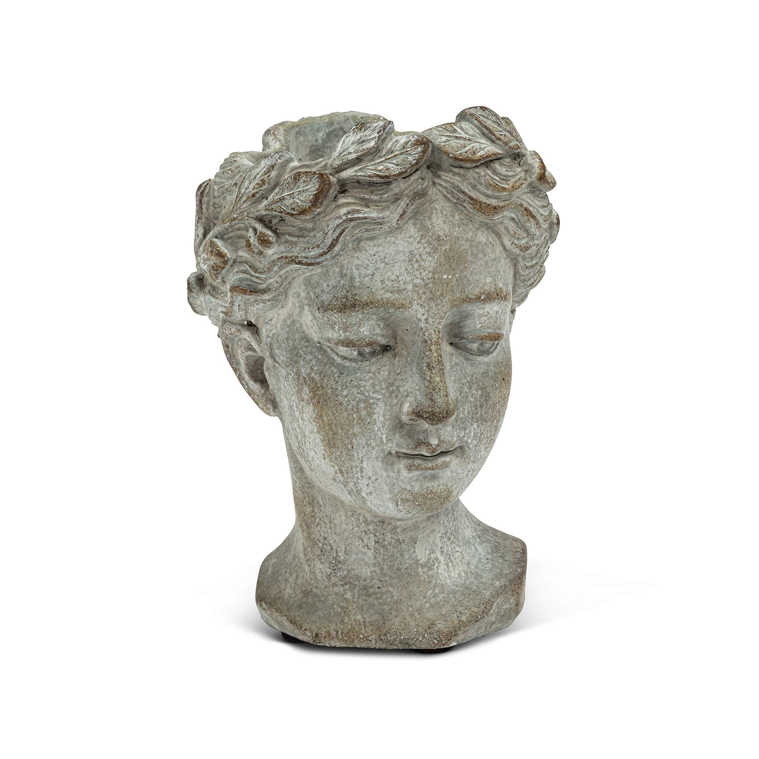 Grecian Woman Head Cement Planter for Indoor and Outdoor Use