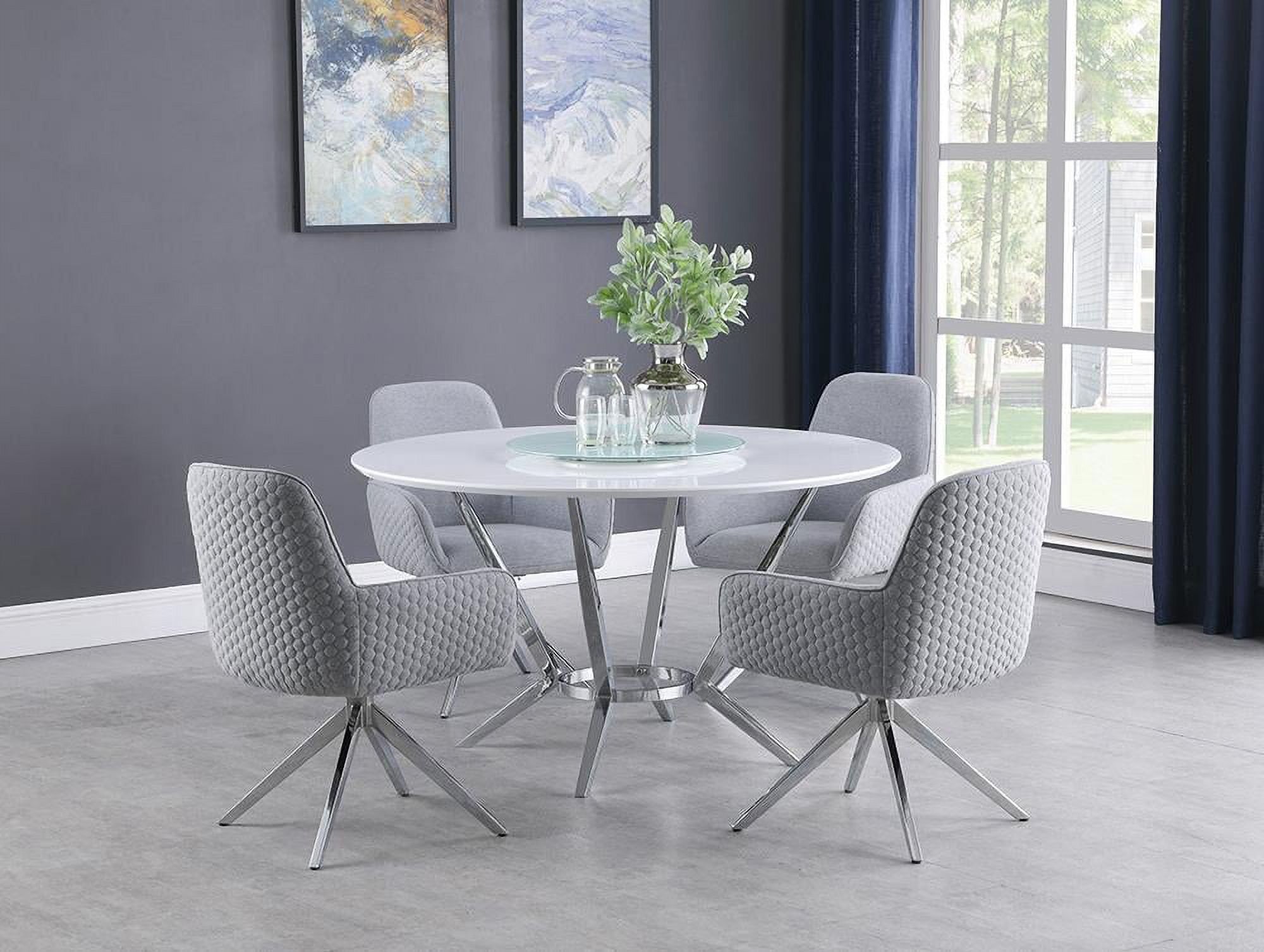 Abby 54" White and Light Grey 5-Piece Dining Set