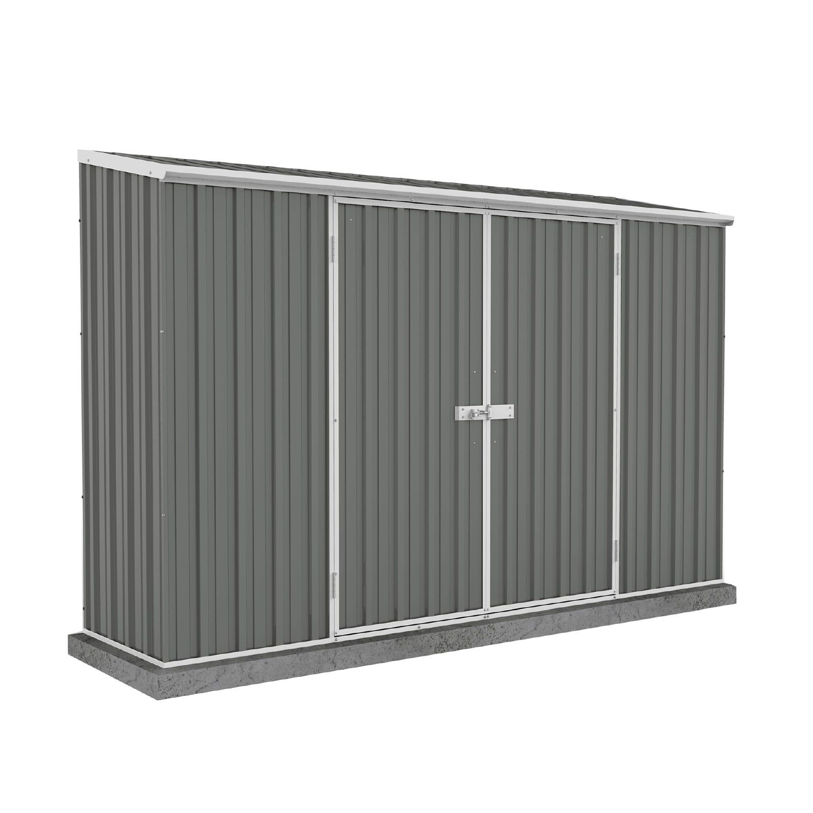 Absco 10' x 2.5' Gray Galvanized Steel Metal Garden Shed