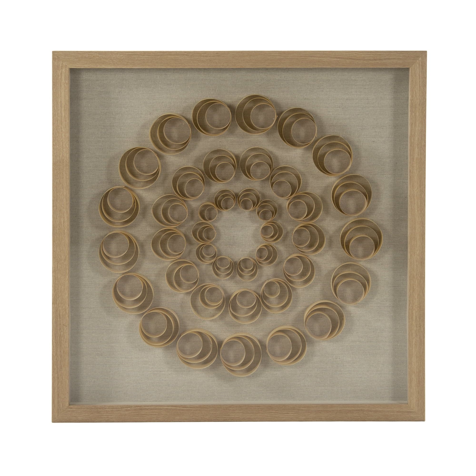 Square Brown Metal Framed Abstract Wood Wall Art