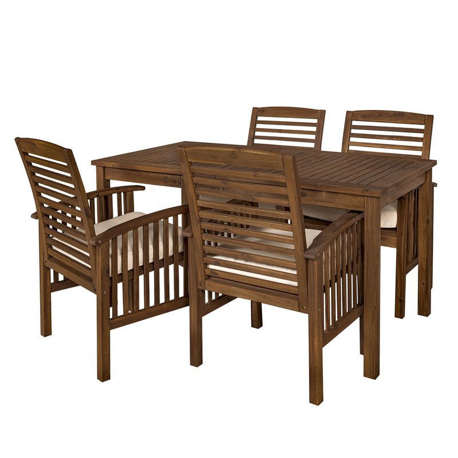 Dark Brown Acacia Wood 5-Piece Patio Dining Set