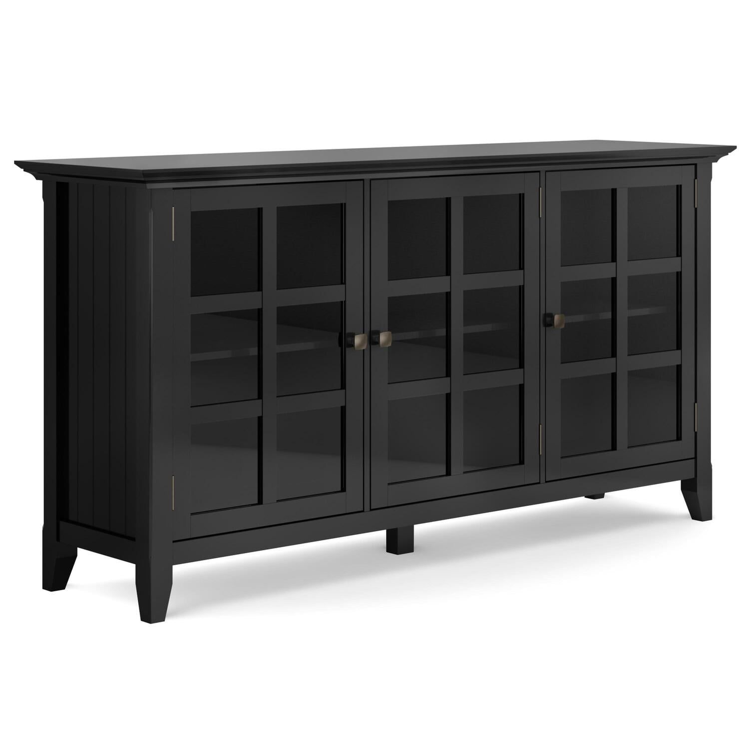 Acadian Black Solid Wood Storage Cabinet with Adjustable Shelves