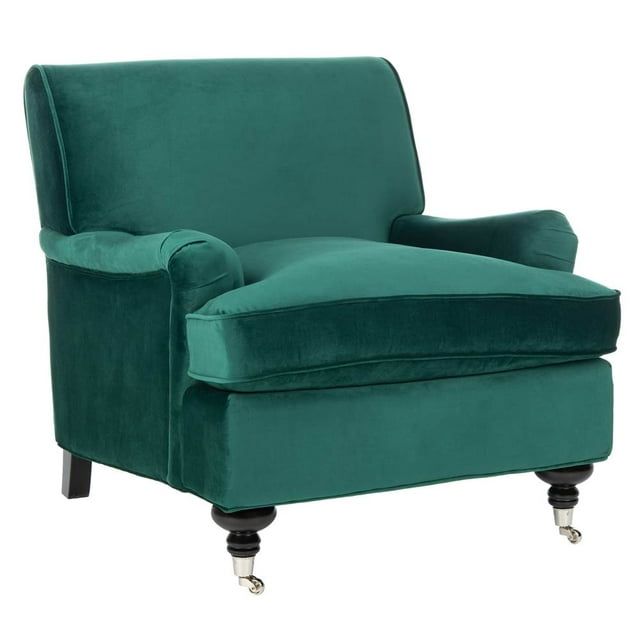 Chloe Contemporary Emerald Green Velvet Arm Chair