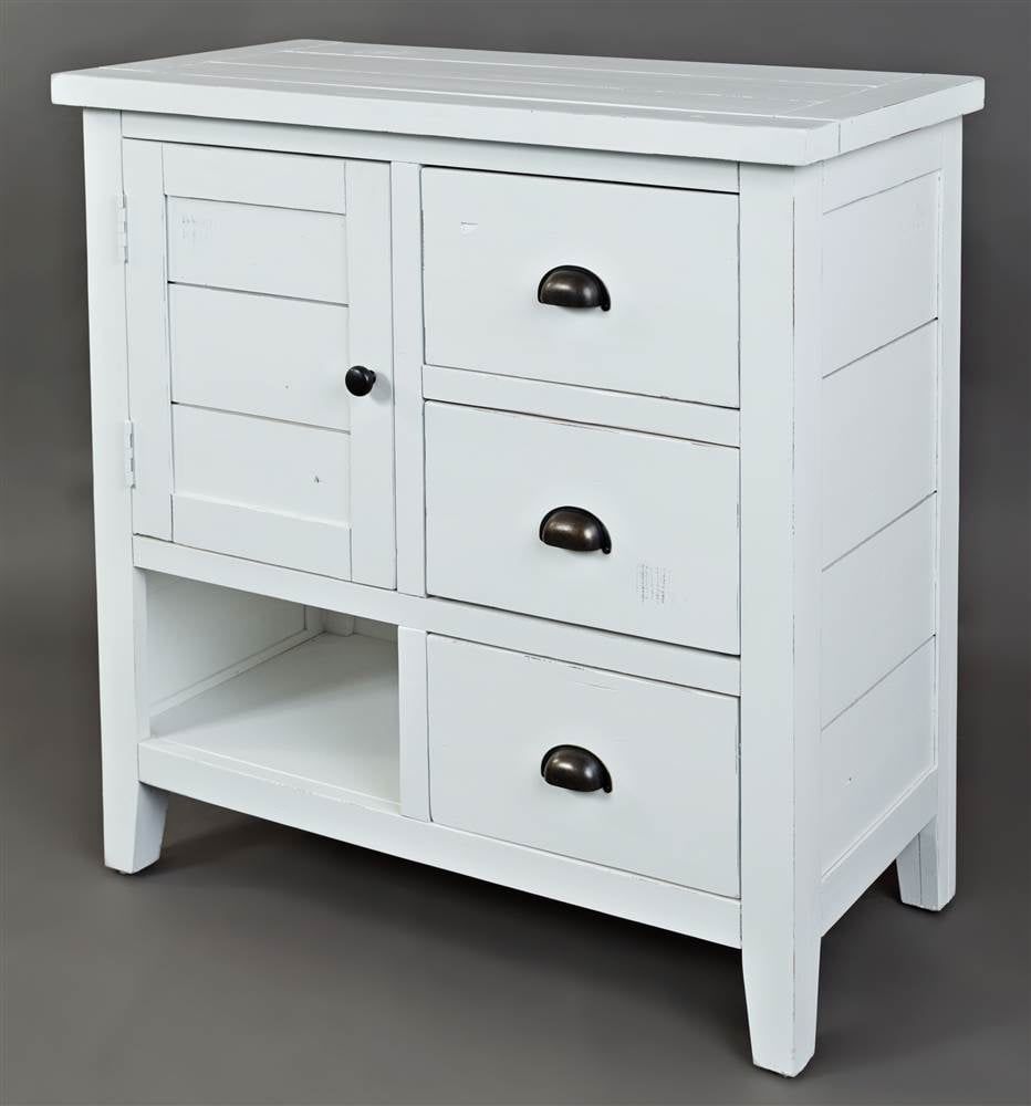 Coastal Charm White 3-Drawer Plank Accent Chest