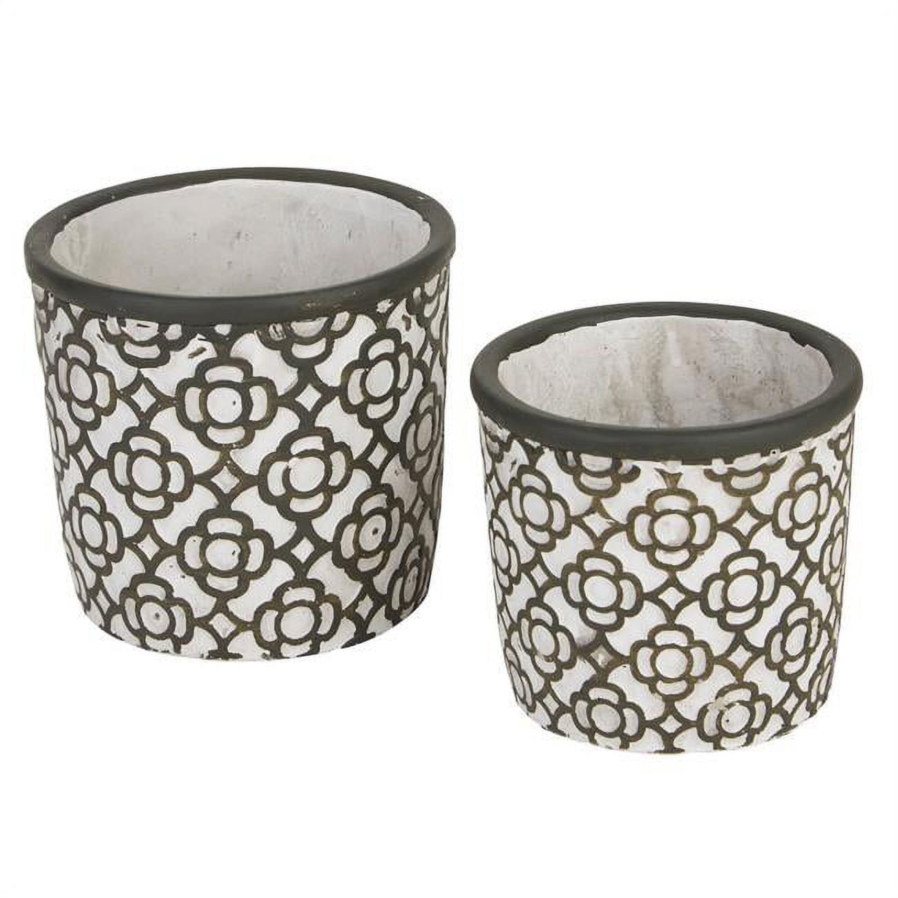 Subtle Elegance Cement Plant Pot Duo - Dark Gray Lattice