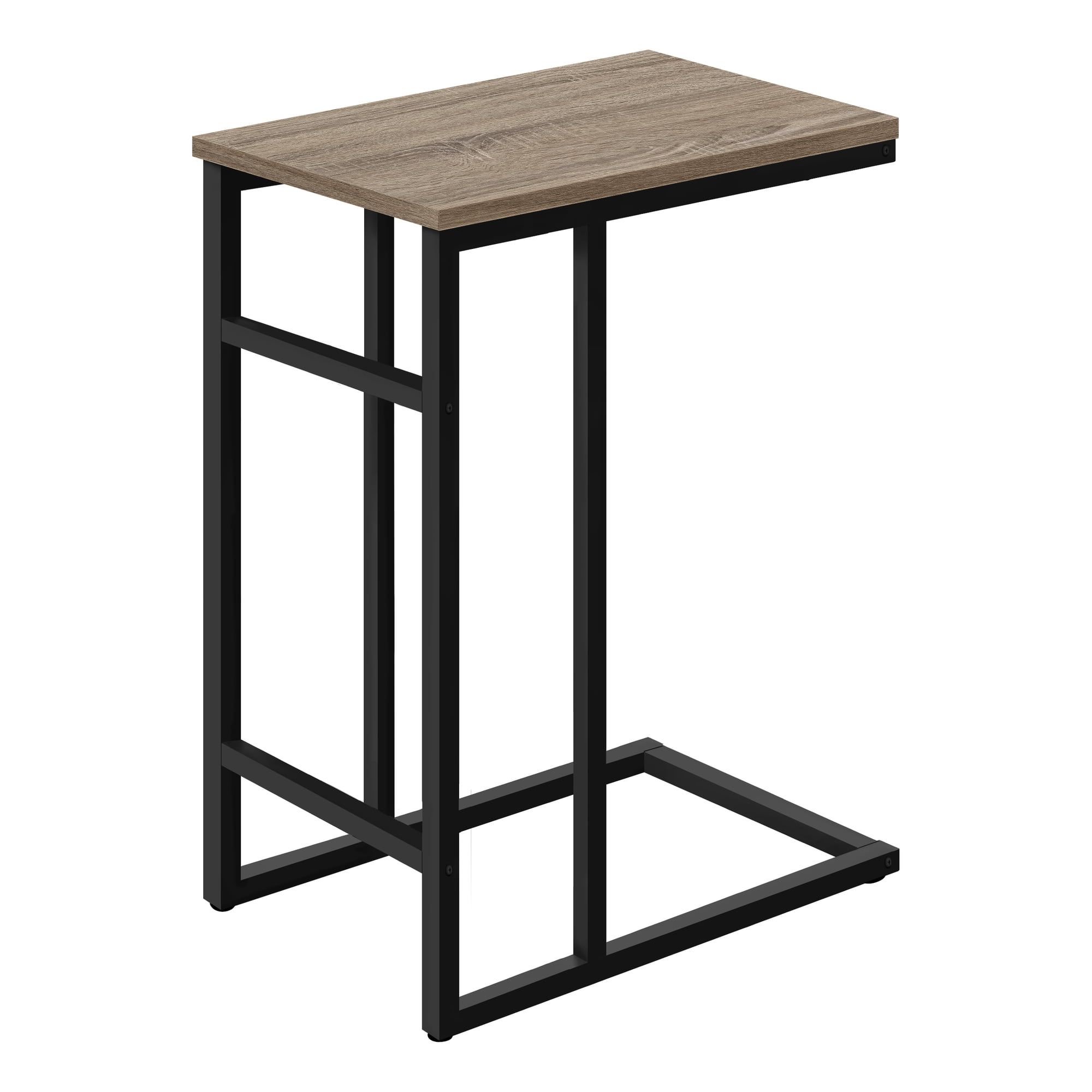 Transitional Dark Taupe and Black C-Shape Metal Accent Table