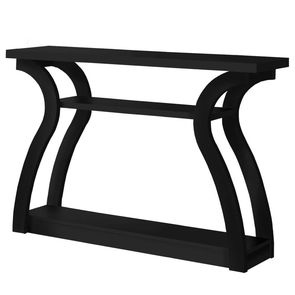 Black Rectangular MDF Console Table with Storage