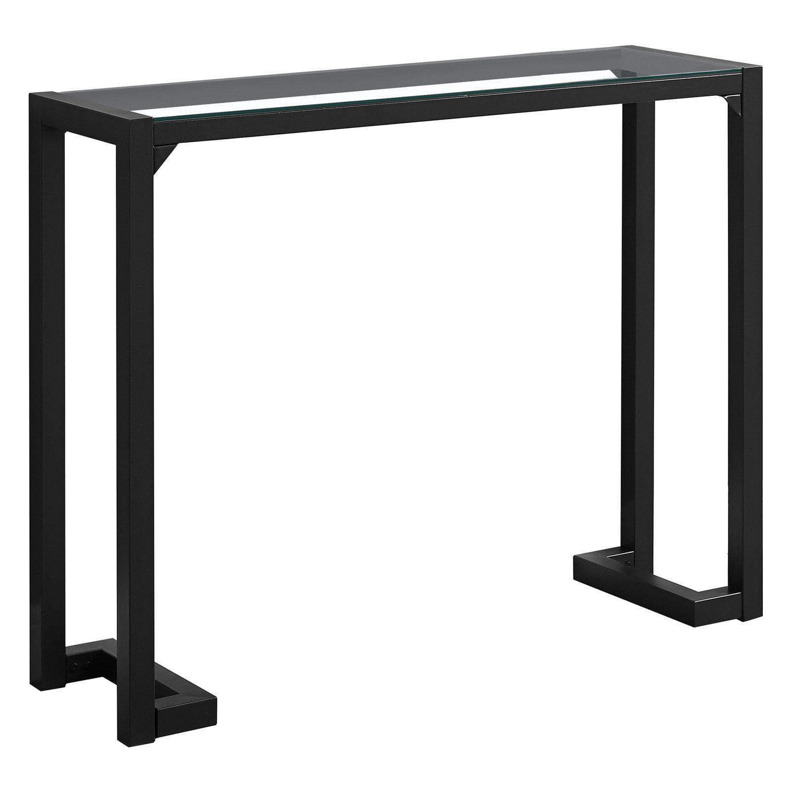 Black Metal and Glass Narrow Console Table