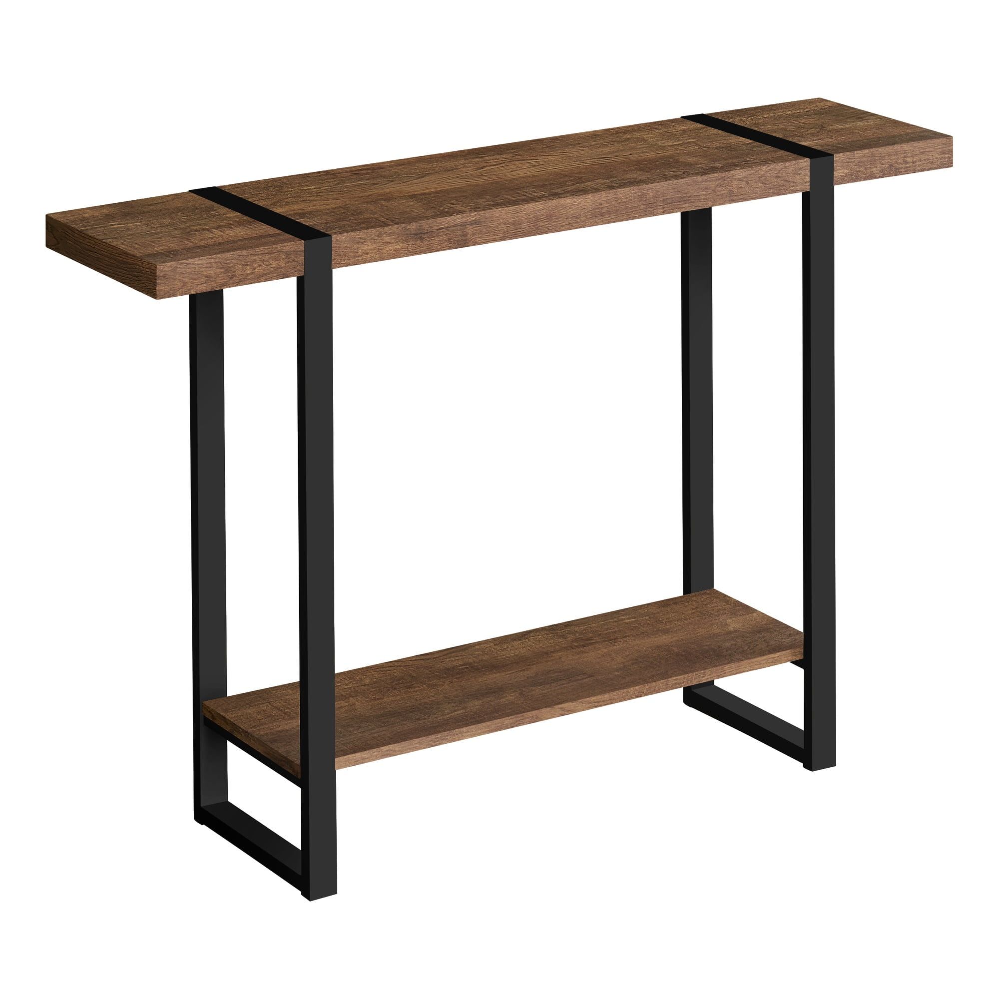 48" Brown Reclaimed Wood and Black Metal Console Table