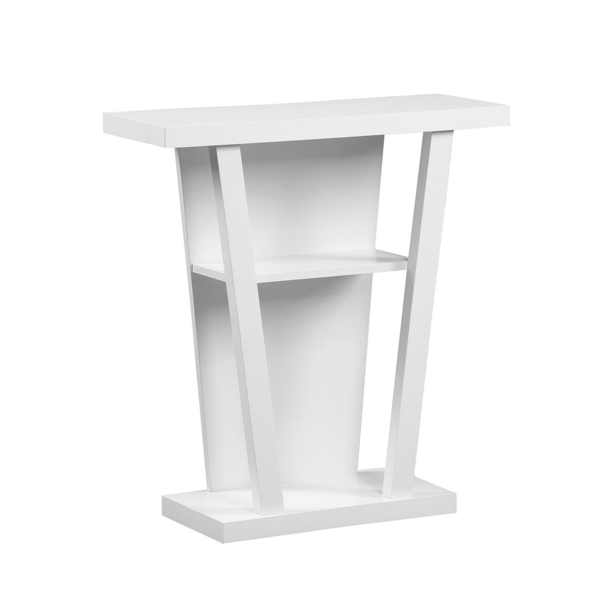 White Rectangular Wood and Metal Console Table with Storage