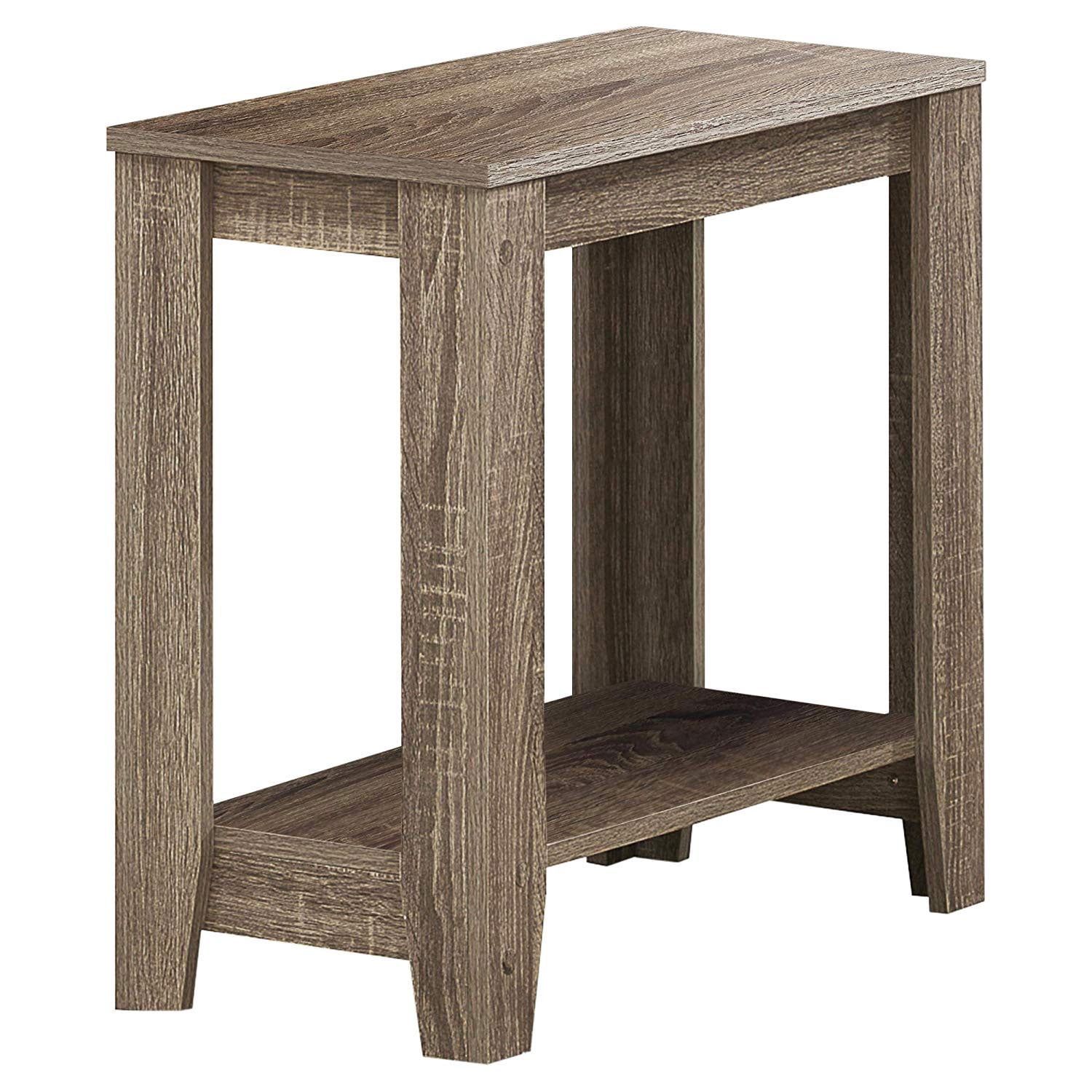 Dark Taupe Wood Rectangular End Table with Shelf