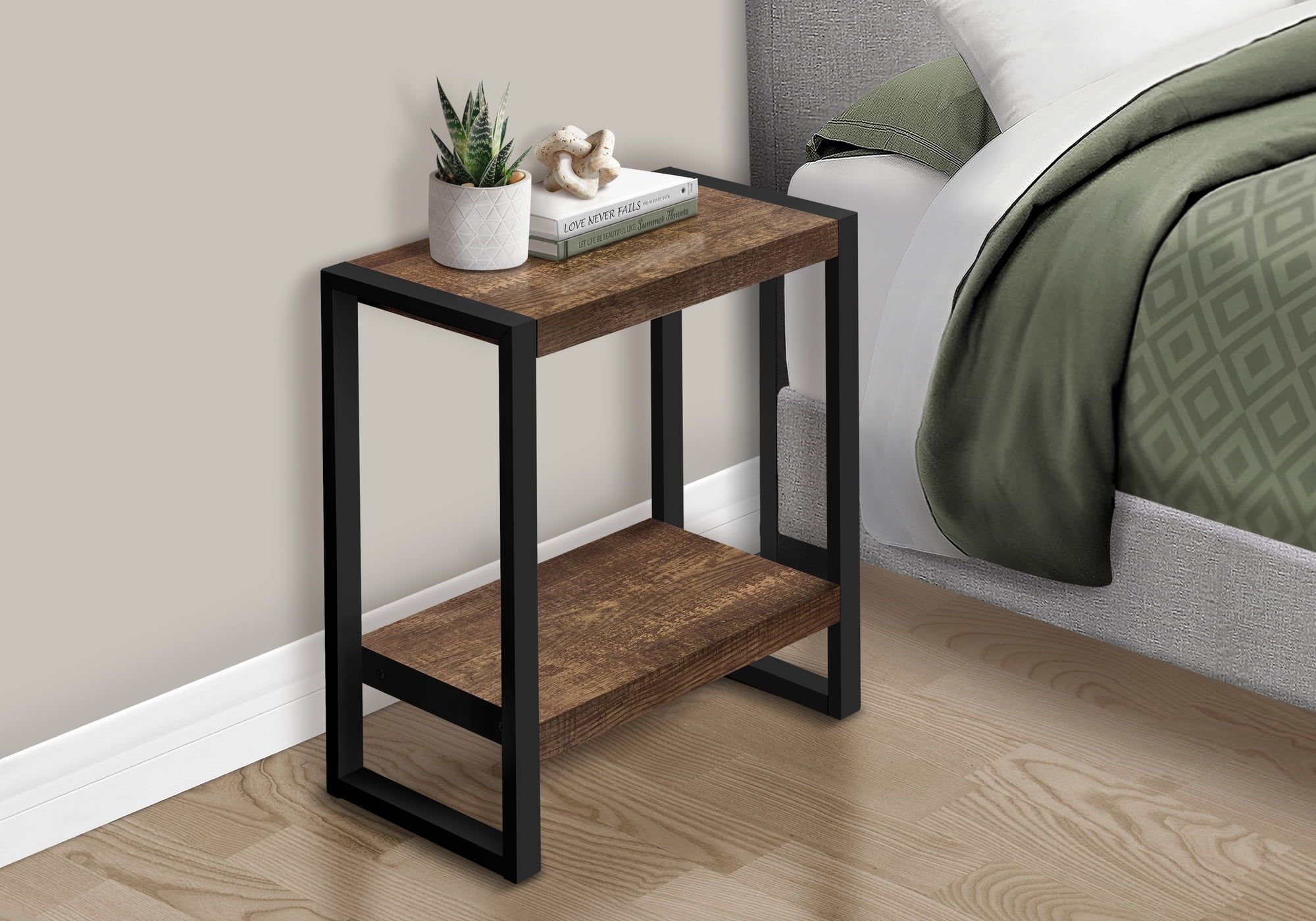 Black and Brown Reclaimed Wood Rectangular End Table