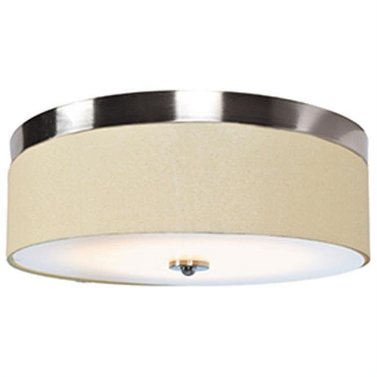 Mia 16" Brushed Steel and Beige LED Drum Flush Mount