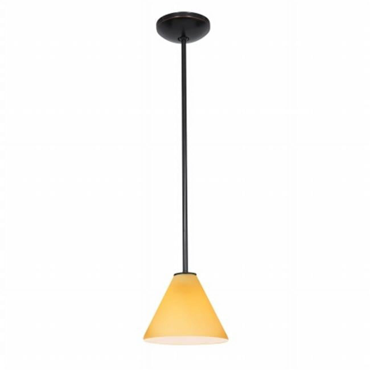 Cobalt Glass and Bronze LED Pendant Light