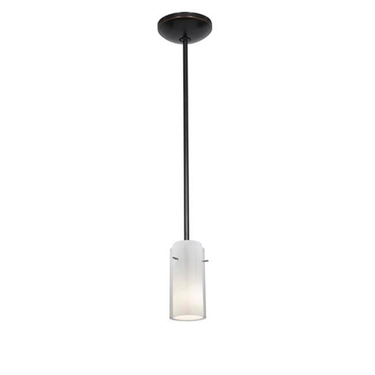 Elegant Dual-Shade Glass Cylinder Pendant in Oil Rubbed Bronze