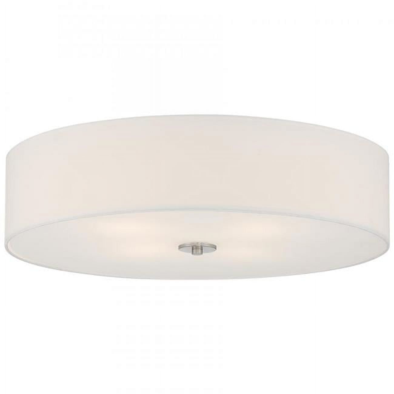 Sleek Brushed Steel LED Drum Flush Mount Ceiling Light