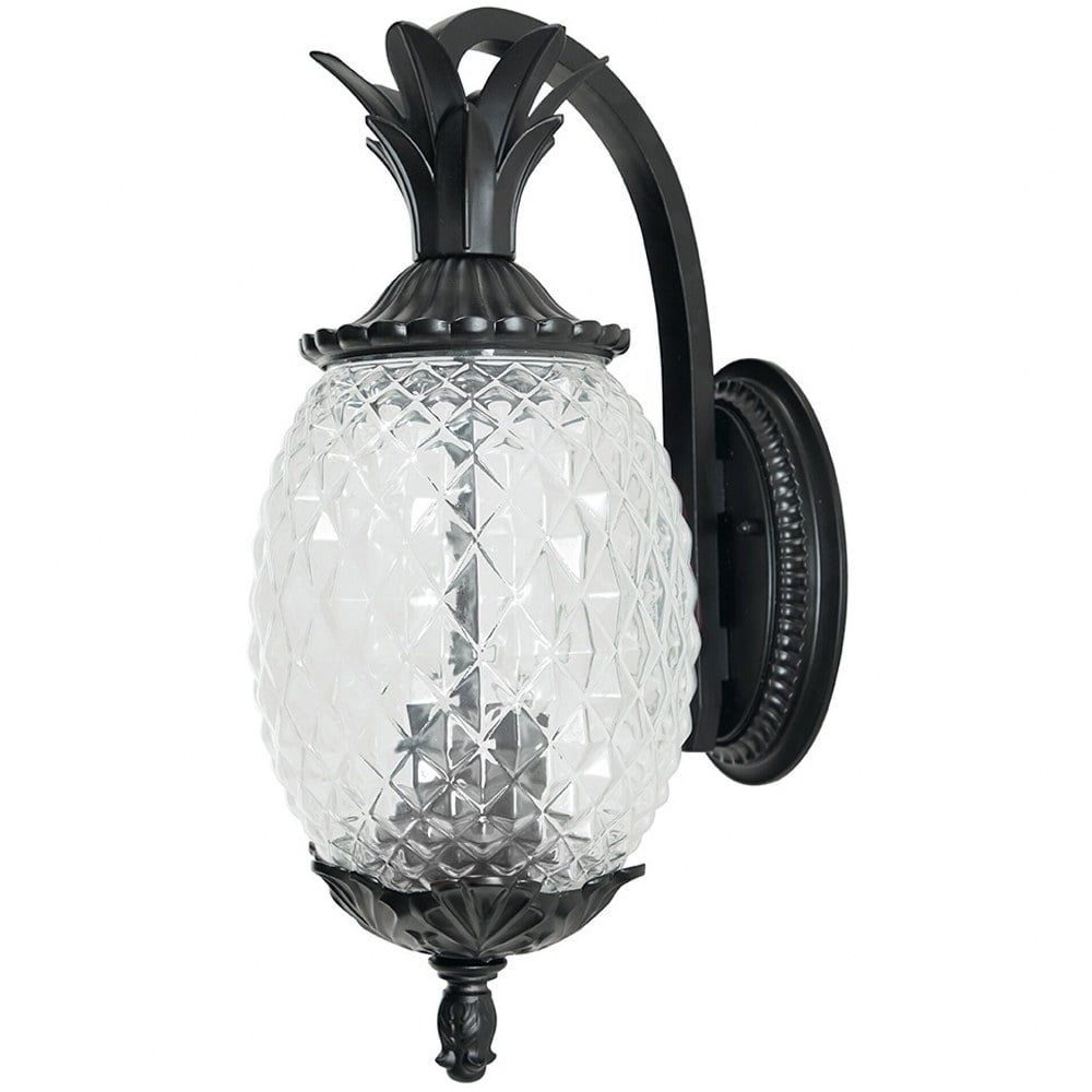 Matte Black Pineapple Shaped Outdoor Wall Lantern
