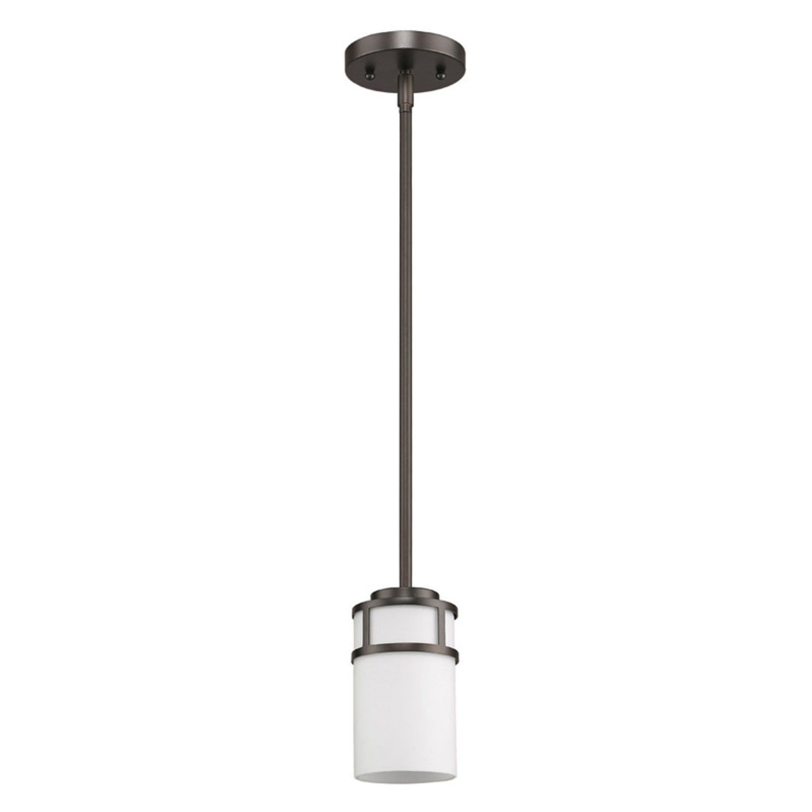 Alexis Cylinder Opal Glass Shade Pendant Light in Oil Rubbed Bronze