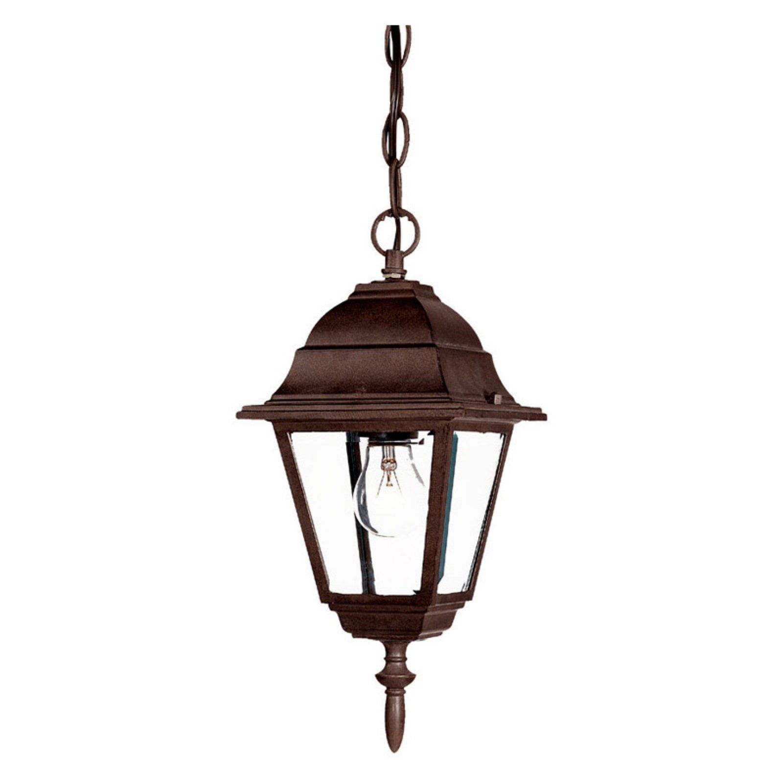 Cast Aluminum 1-Light Outdoor Hanging Lantern with Clear Beveled Glass