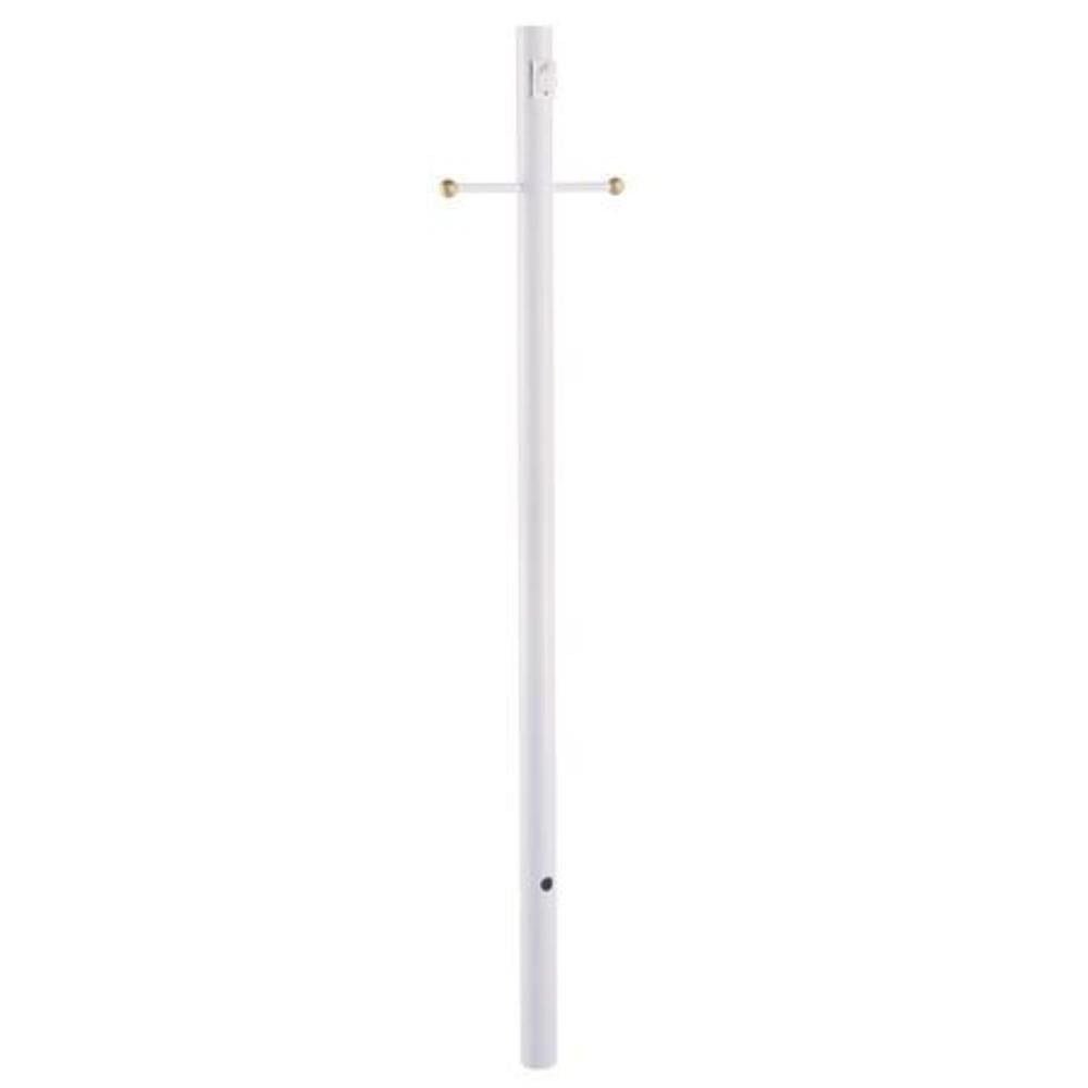 84" White Aluminum Lamp Post with Cross Arm and Outlet