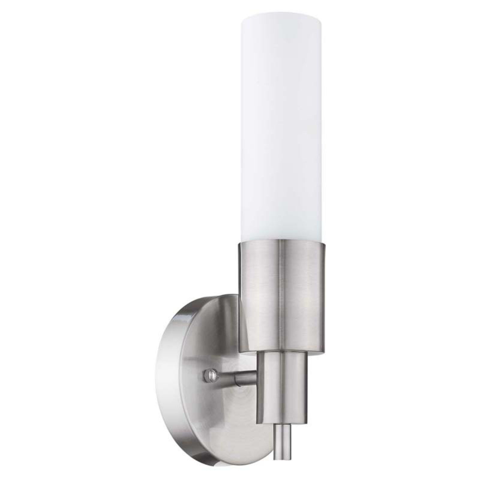 Brushed Nickel Cylinder Dimmable Wall Sconce with Frosted Glass