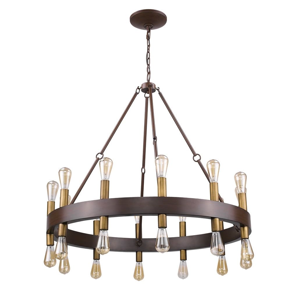 Cumberland 42" Multicolor Brass and Faux Wood Chandelier