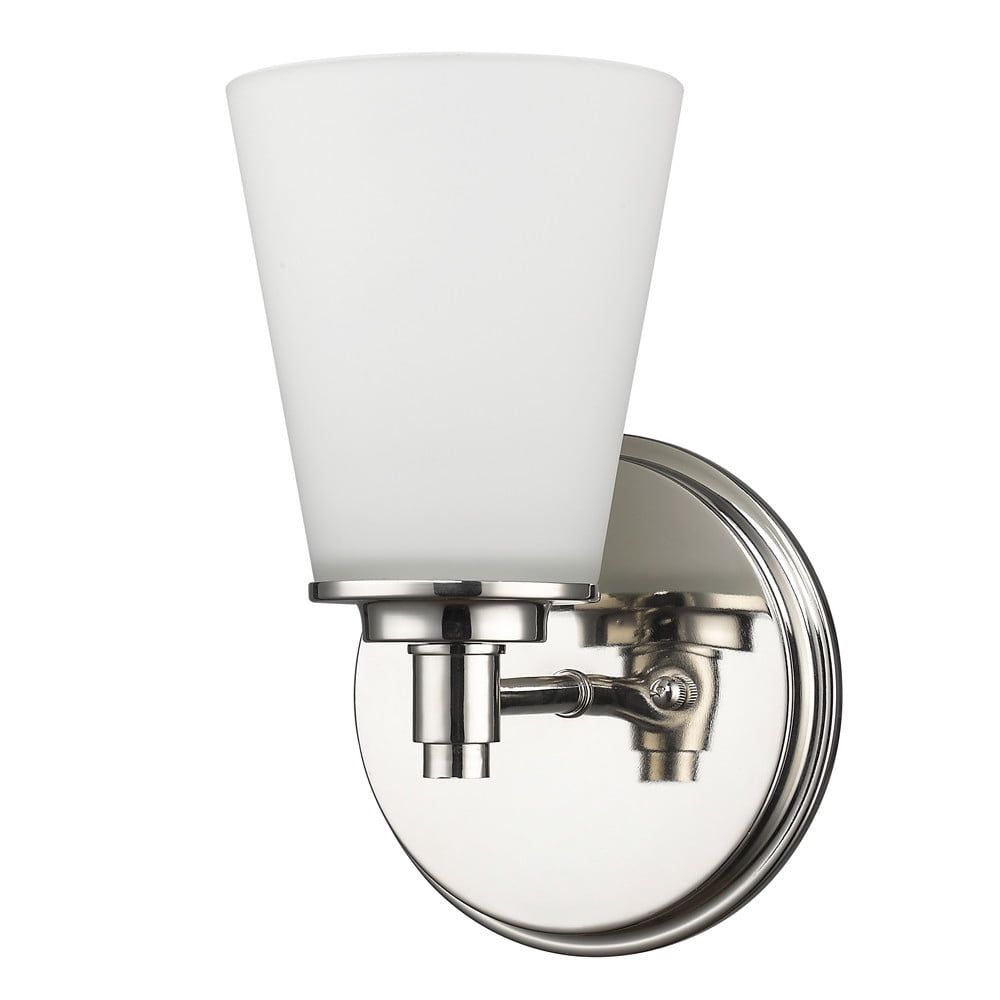 Polished Nickel 10" Wall Sconce with Glass Shade