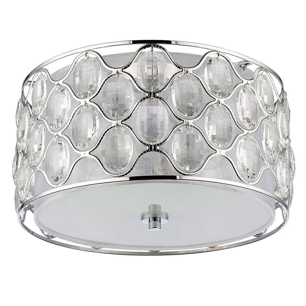 Isabella 16" Polished Nickel and Crystal Flush Mount Ceiling Fixture