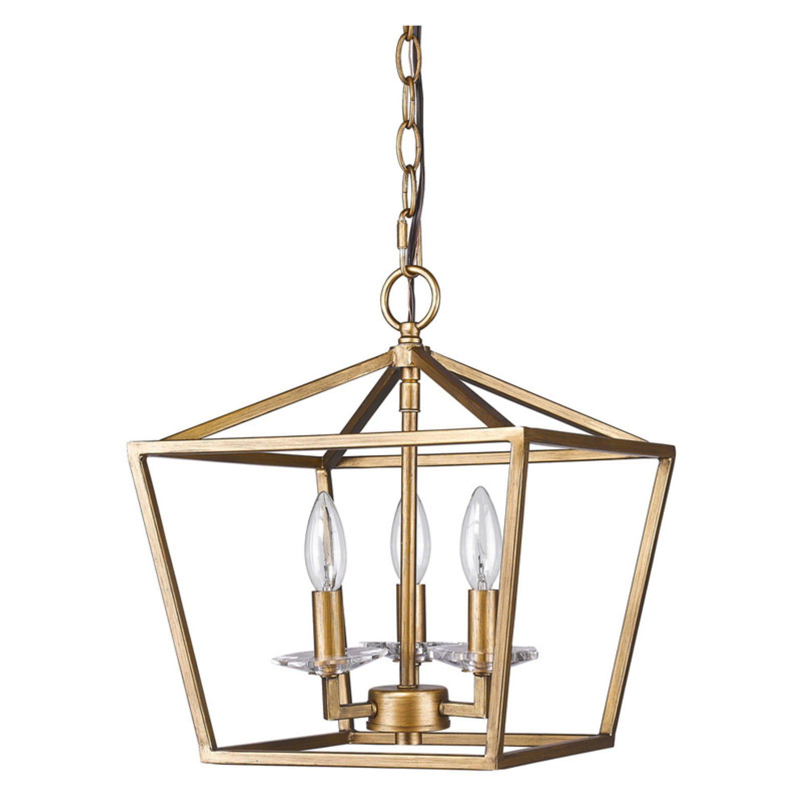 Kennedy Antique Gold Geometric 3-Candle Incandescent Pendant Light