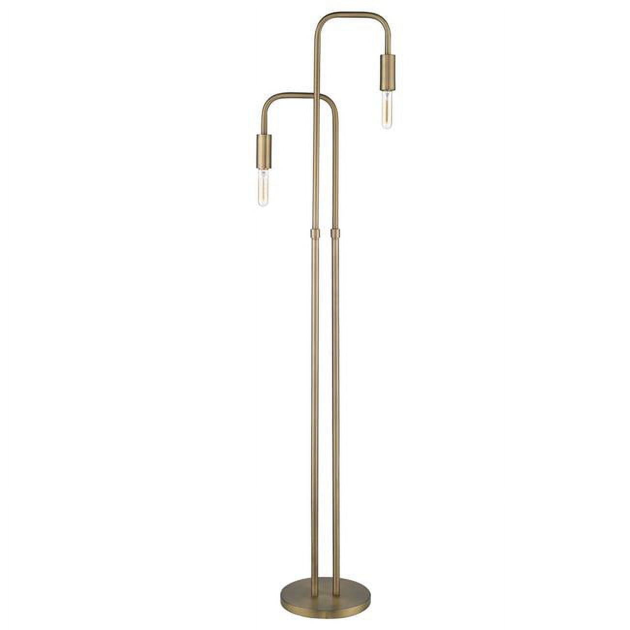 Perret Aged Brass Mid-Century Modern 2-Light Floor Lamp