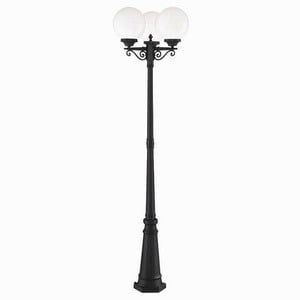 Havana Elegance 3-Light Matte Black Outdoor Post Lantern with Frosted Acrylic Globe