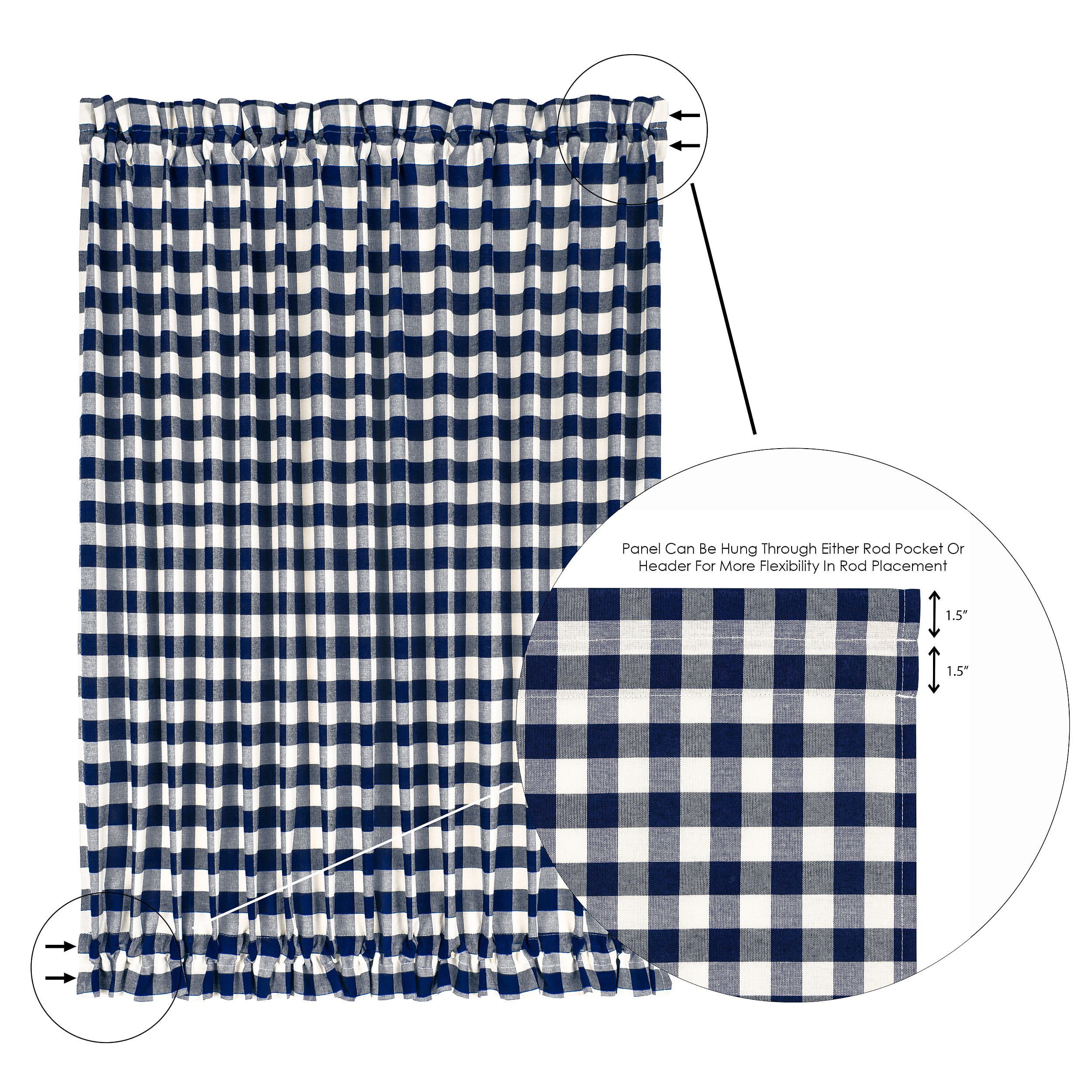 Navy Buffalo Check Cotton Polyester Door Curtain Panel 54x40