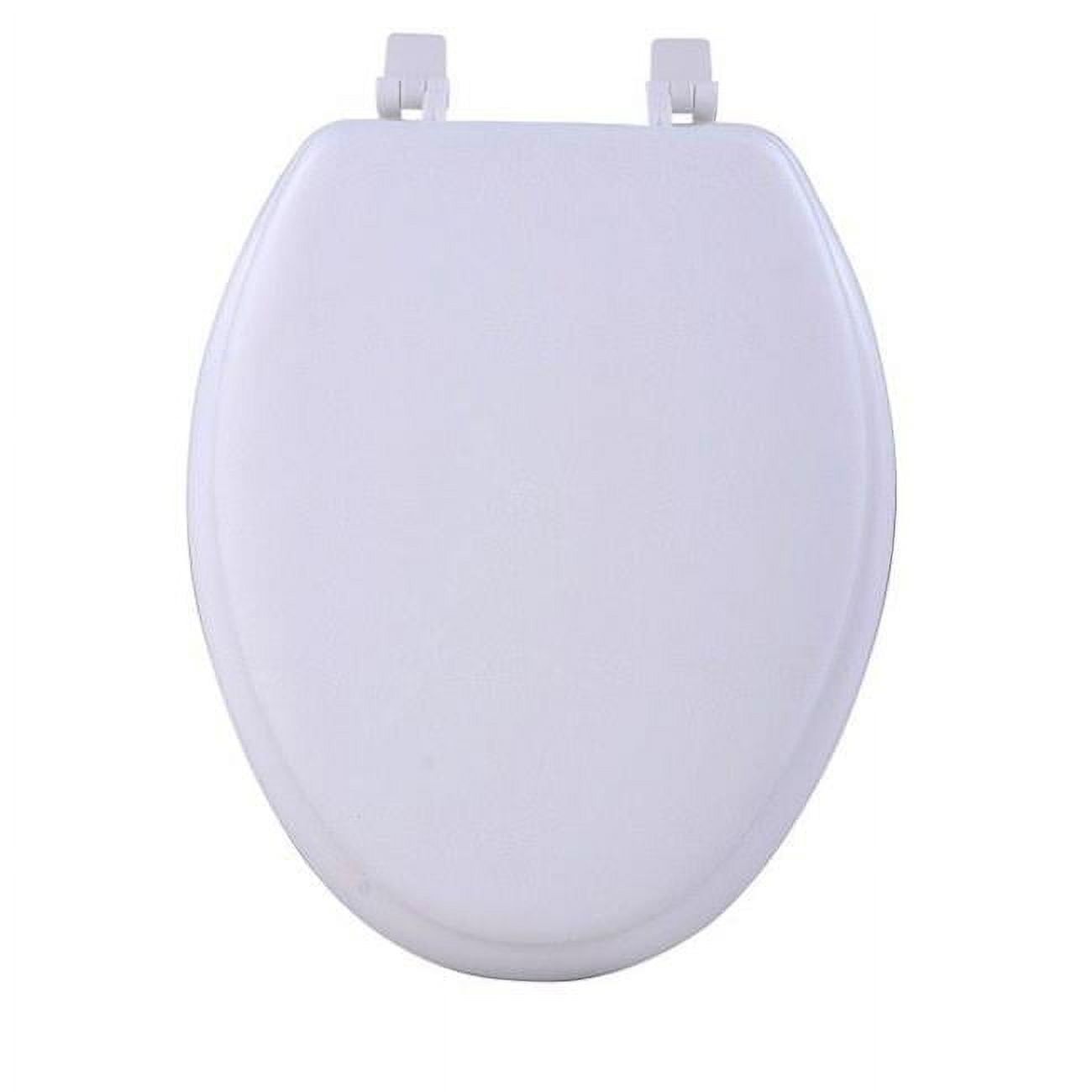 Soft White 19-Inch Wooden and Vinyl Elongated Toilet Seat