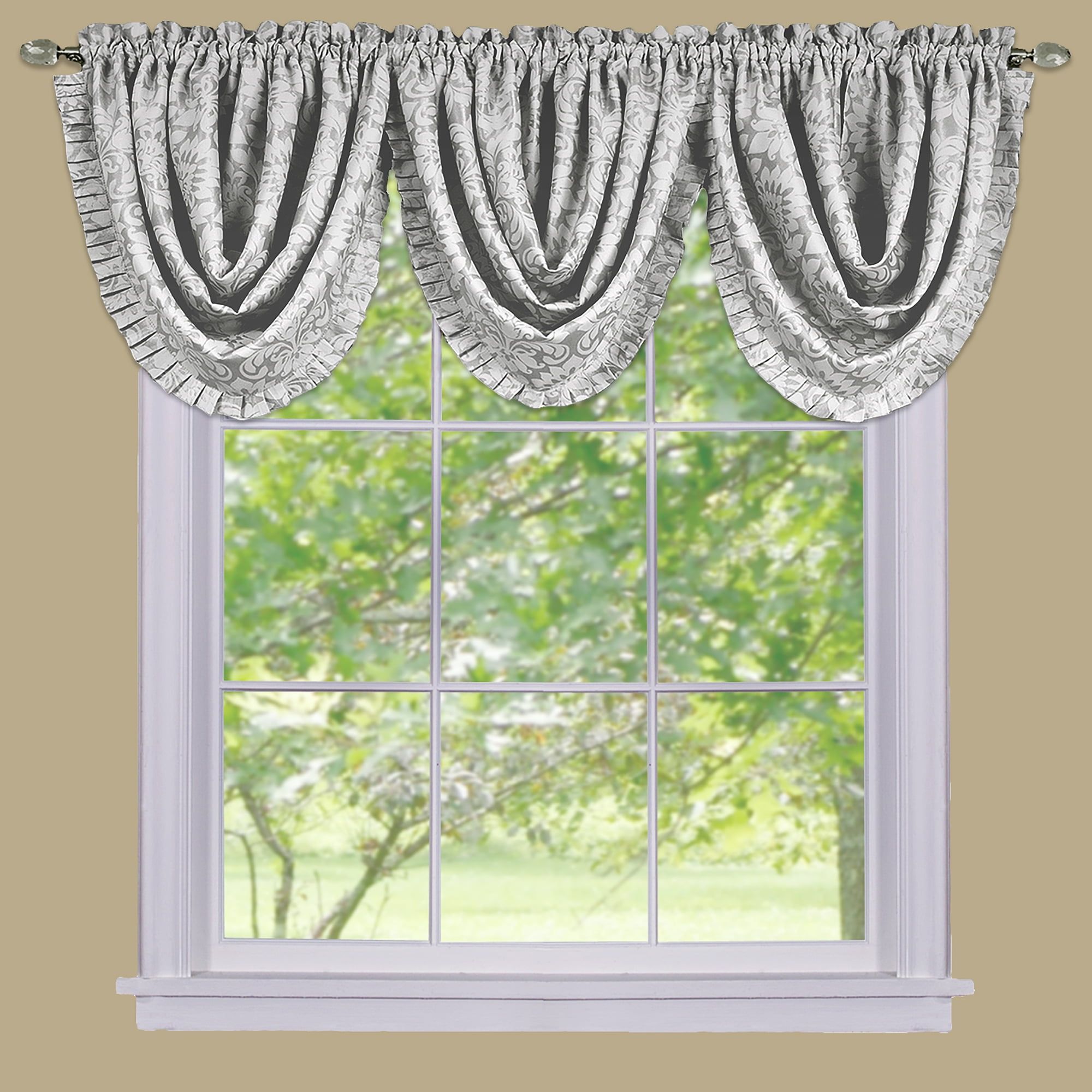 Silver Sill Length Blackout Waterfall Valance