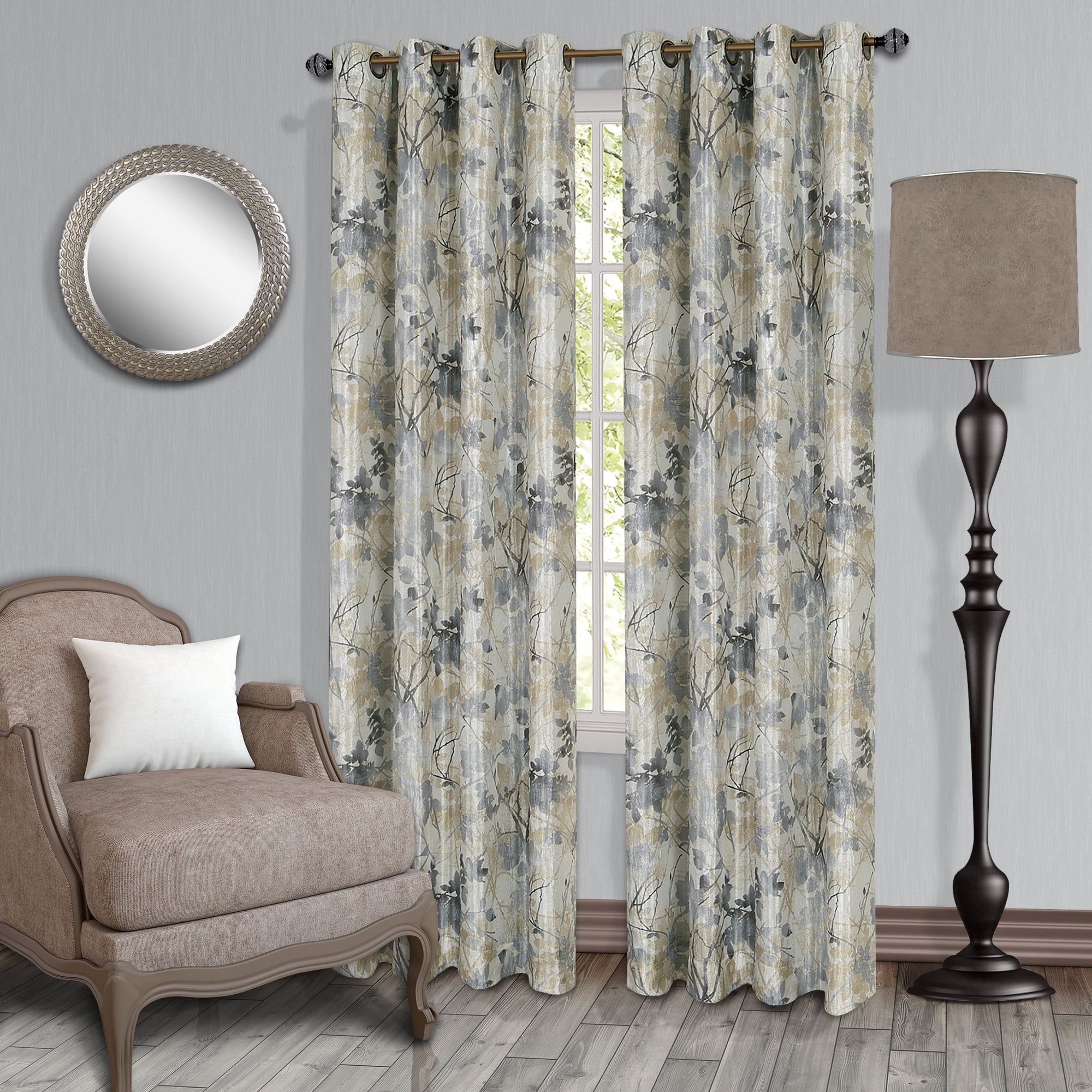 Silver Blackout Grommet Polyester Window Curtain Panel