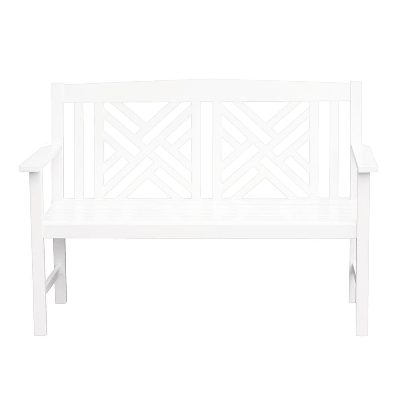 White Eucalyptus Wood 4-Foot Fretwork Garden Bench