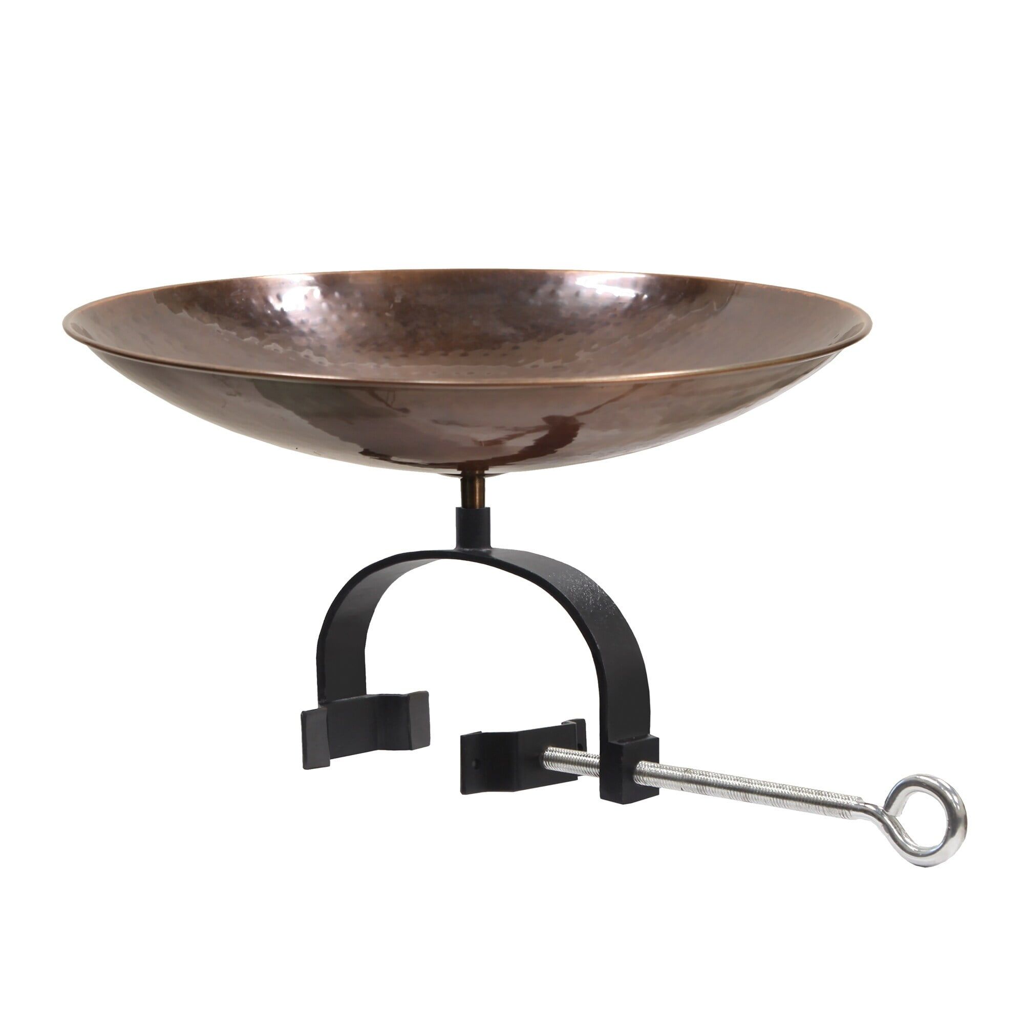 15.75" Burnt Copper Stainless Steel Birdbath with Wrought Iron Bracket