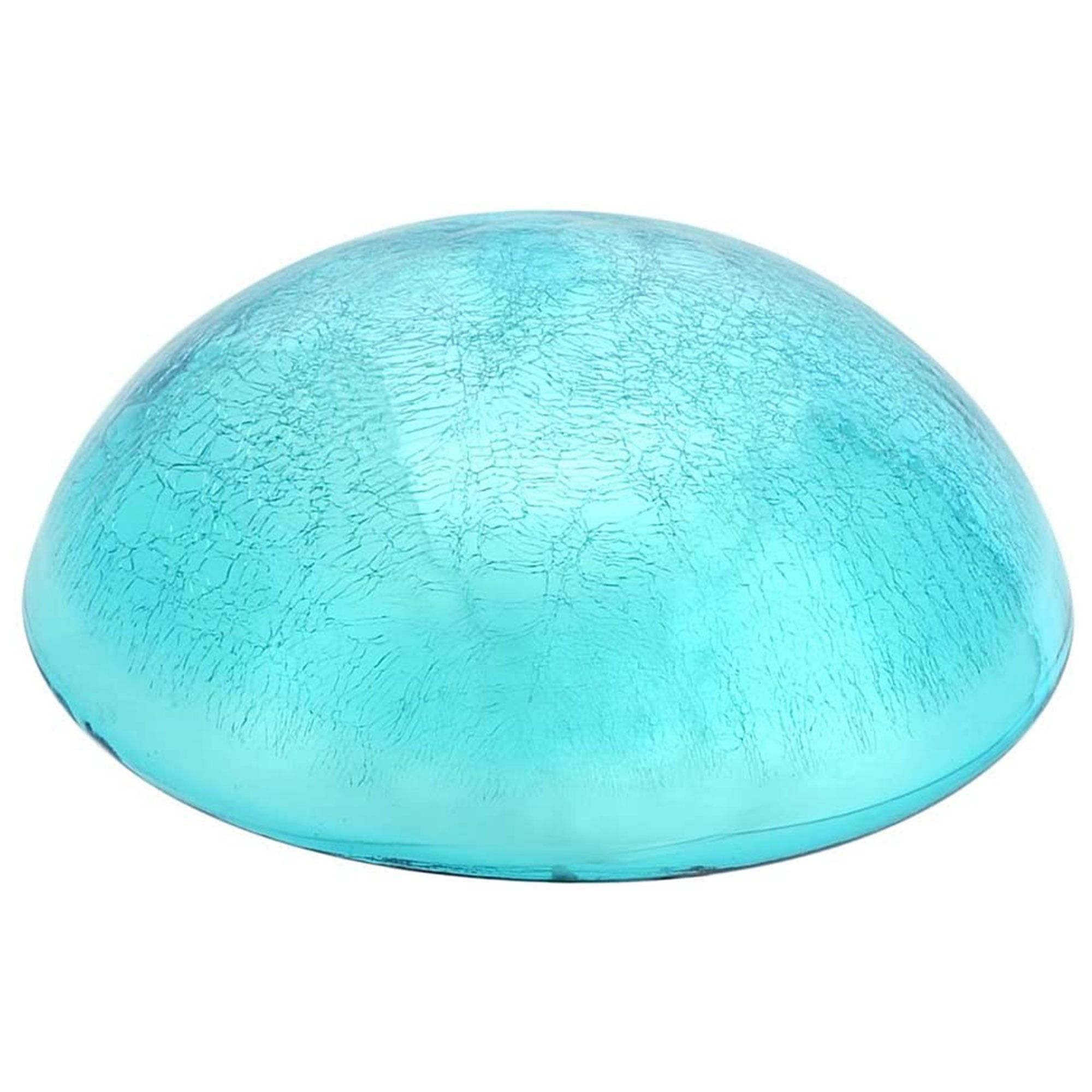 Teal Crackle Glass Garden Toadstool Gazing Ball, 9 Inch