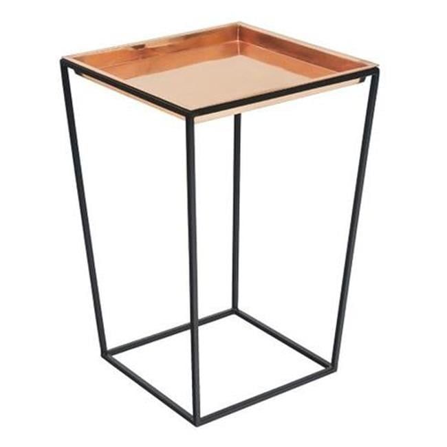 Tall Black Wrought Iron Stand with Copper Tray