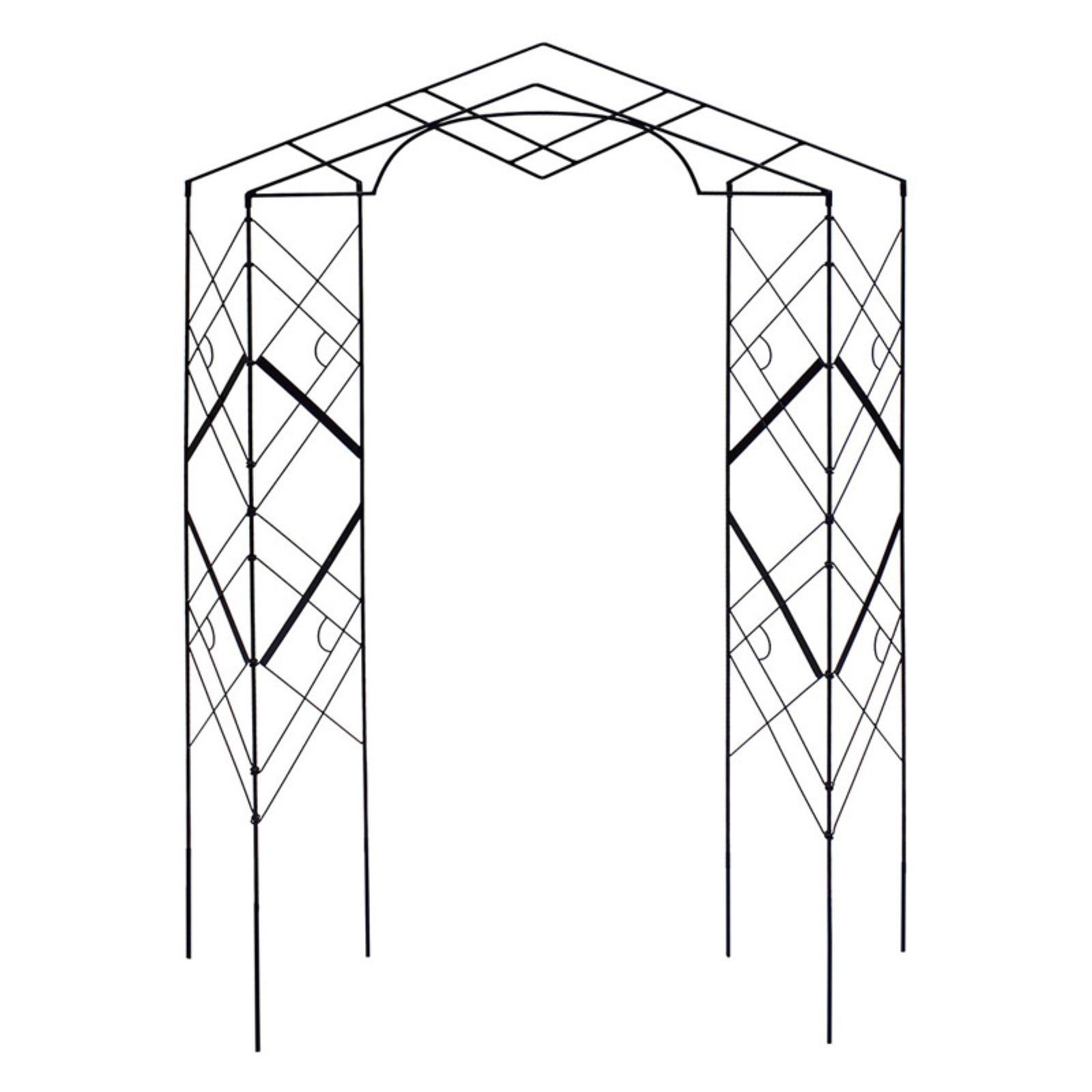 Athena Black Wrought Iron Garden Trellis with Art Deco Design