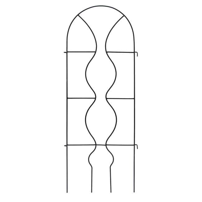 Black Wrought Iron 65" Garden Trellis with Arch Design