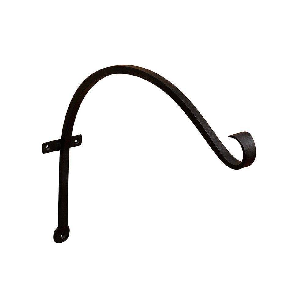 18-Inch Black Wrought Iron Curved Wall Bracket Hook